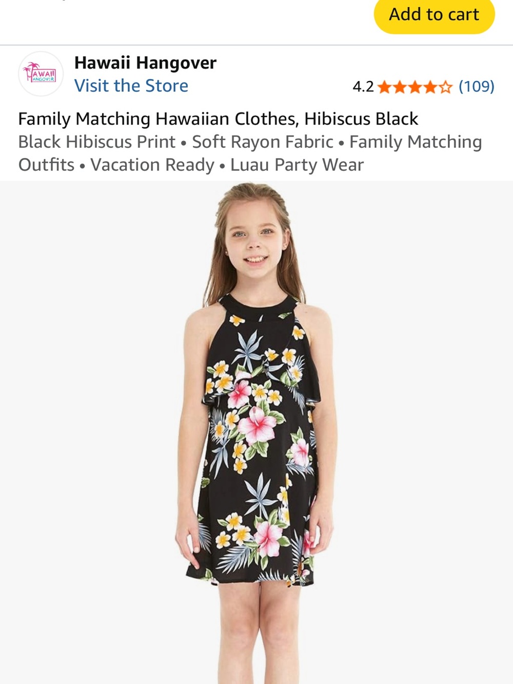 Hawaii Hangover Girls' Black Hibiscus Floral Halter Dress